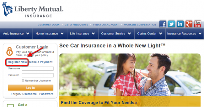Liberty Mutual Auto Insurance Enroll - Step 1