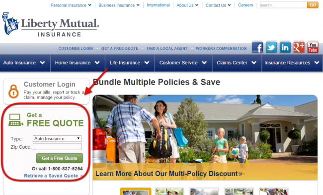 Liberty Mutual Auto Insurance Get a Quote - Step 1