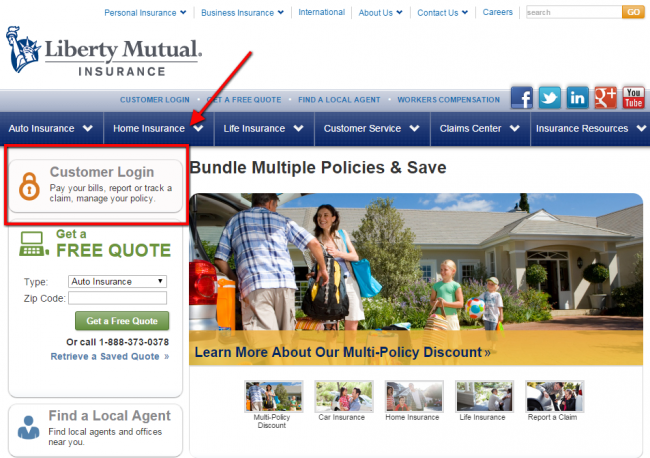 Liberty Mutual Home Insurance Login - Step 1