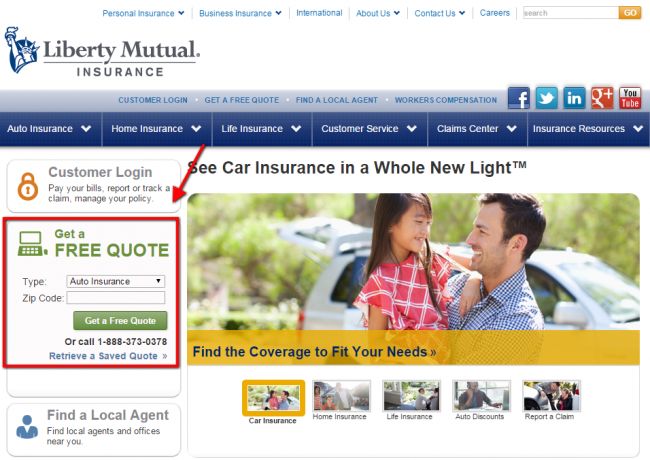 Liberty Mutual Home Insurance Quote - Step 1