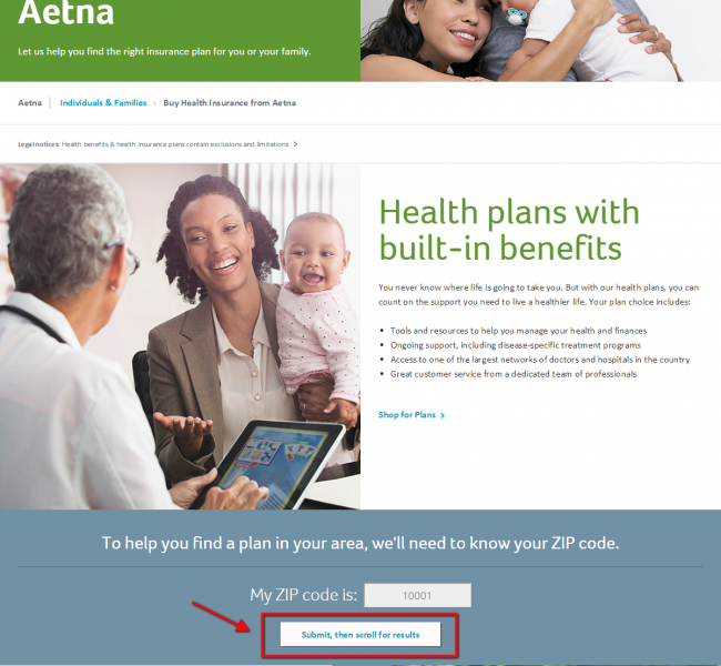 Aetna Health Insurance Quote - Step 2