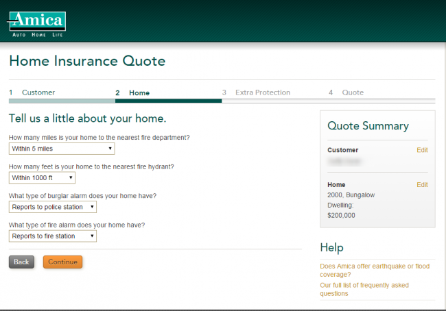 Amica Home Insurance Quote - Step 5