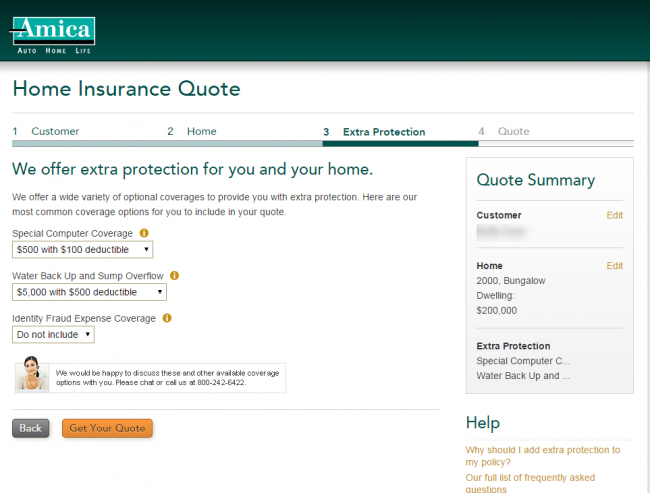 Amica Home Insurance Quote - Step 6