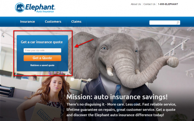 Elephant Auto Insurance Quote - Step 1