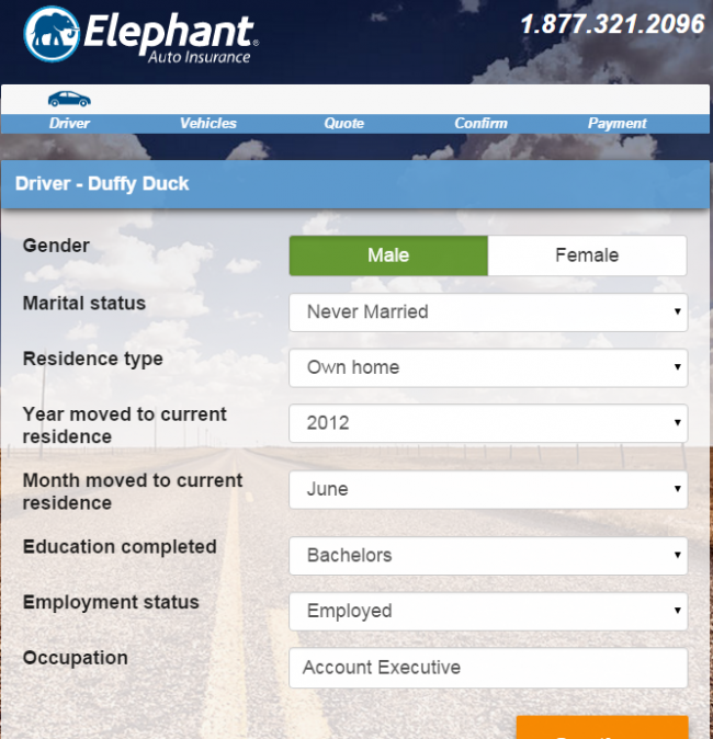 Elephant Auto Insurance Quote - Step 4