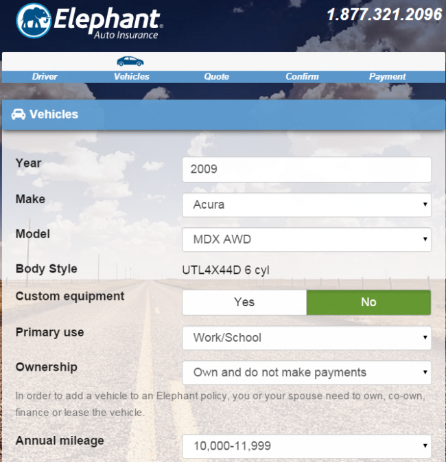 Elephant Auto Insurance Quote - Step 5