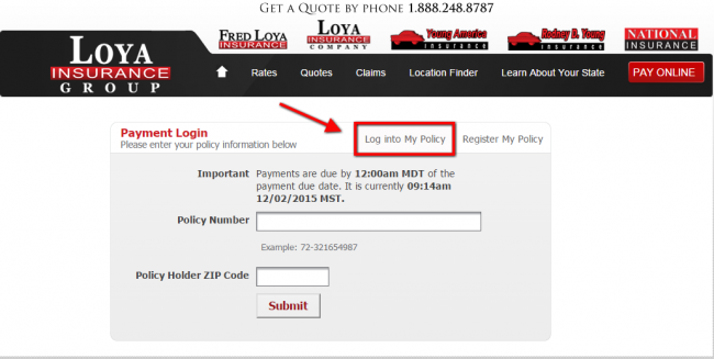 Fred Loya Auto Insurance Login - Step 2