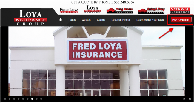 Fred Loya Auto Insurance Non Login Payment - Step 1