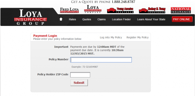 Fred Loya Auto Insurance Non Login Payment - Step 2