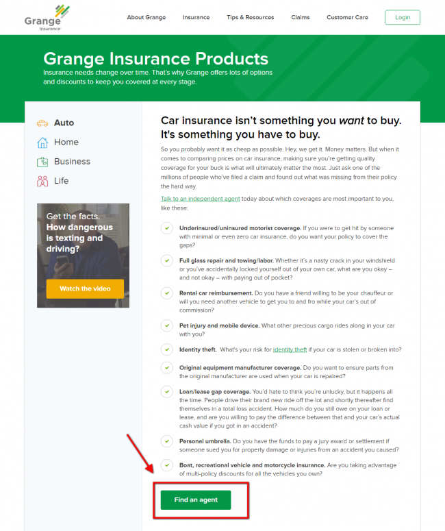 Grange Auto Insurance Get a Quote - Step 1