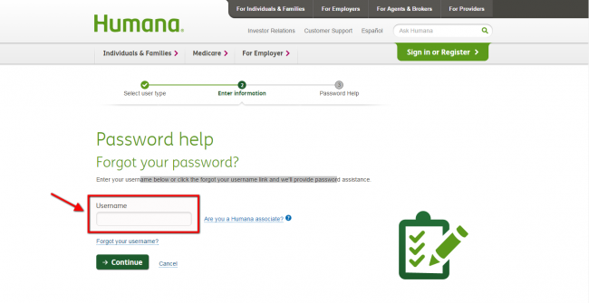 Humana Health Insurance Password Help