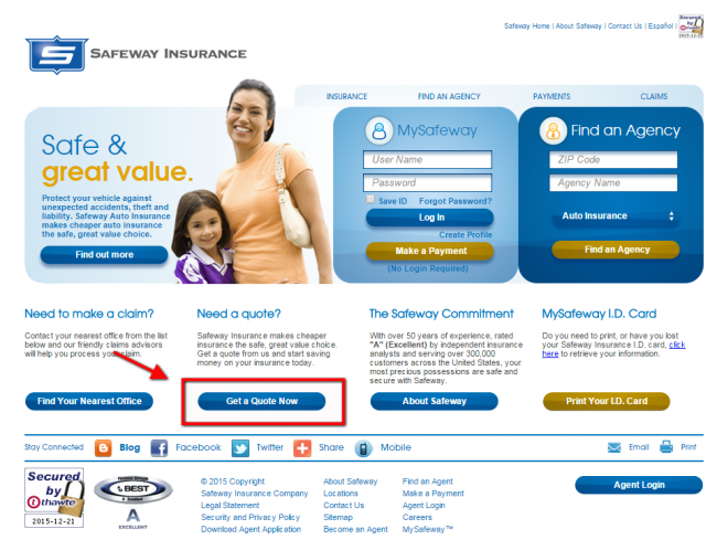 Safeway Auto Insurance Quote - Step 1