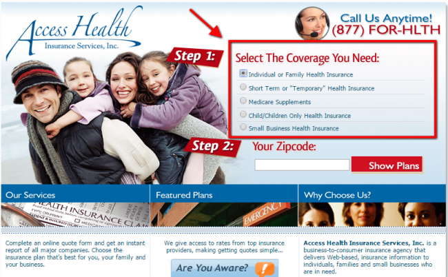 Access Health Insurance Quote - Step 1