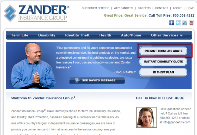 Zander Life Insurance Quote - Step 1