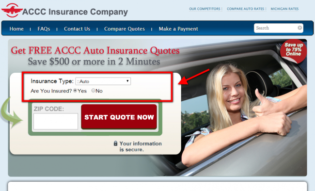 ACCC auto insurance quote - step 2