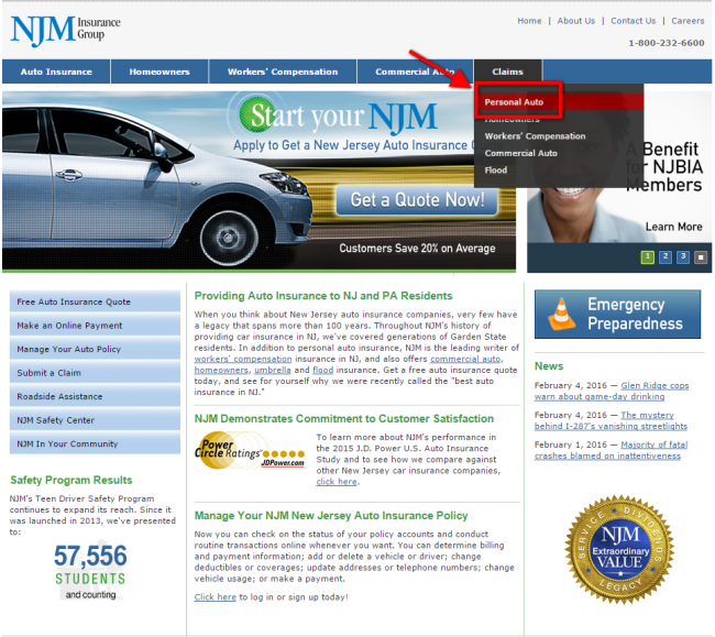 NJM auto insurance claims - step 2