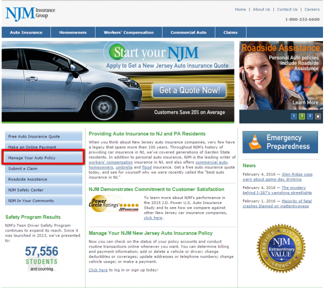 NJM auto insurance enroll - step 1