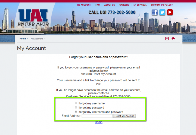 United Auto Insurance Forgot Password or Username