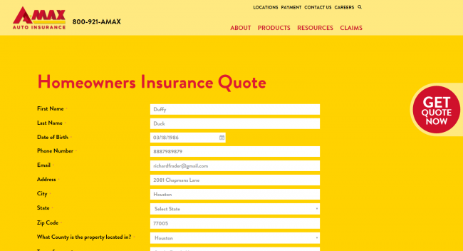 Amax homeowners insurance quote - step 4