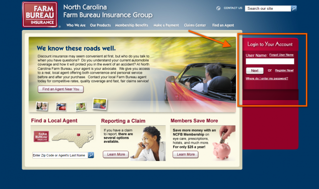 NCFBINS auto insurance login - step 2