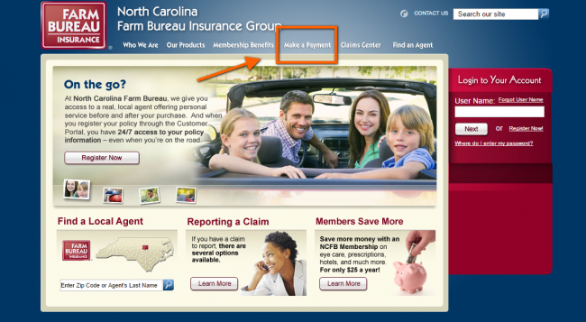 NCFBINS auto insurance payment - step 1