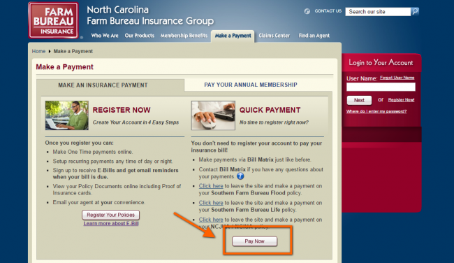NCFBINS auto insurance payment - step 2