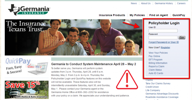 germania auto insurace login - step 2