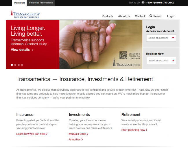 transamerica life insurance login - step 1