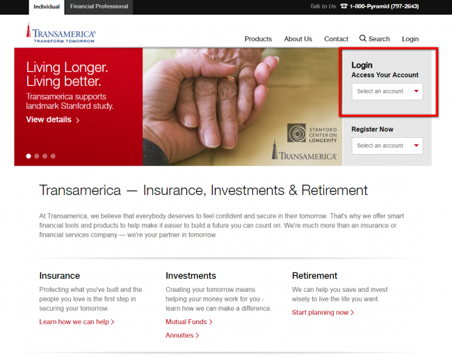 transamerica life insurance login - step 2
