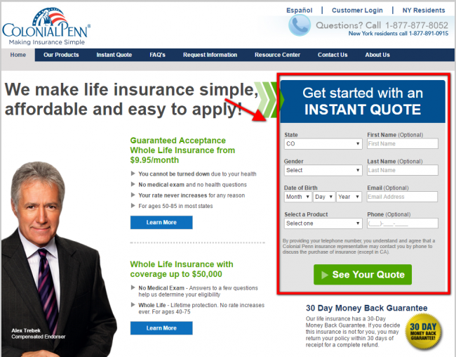 Colonial Penn Life Insurance Quote - step 2