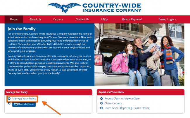 Country Wide Auto Insurance Login - Step 1