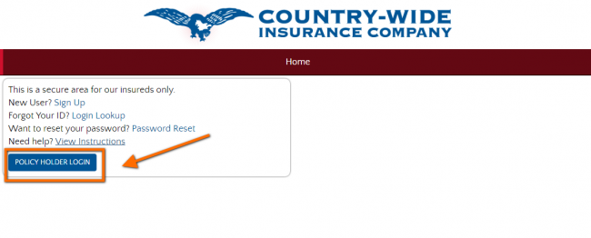 Country Wide Auto Insurance Login - Step 2
