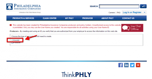 Philadelphia Insurance Companies auto enroll - step 2