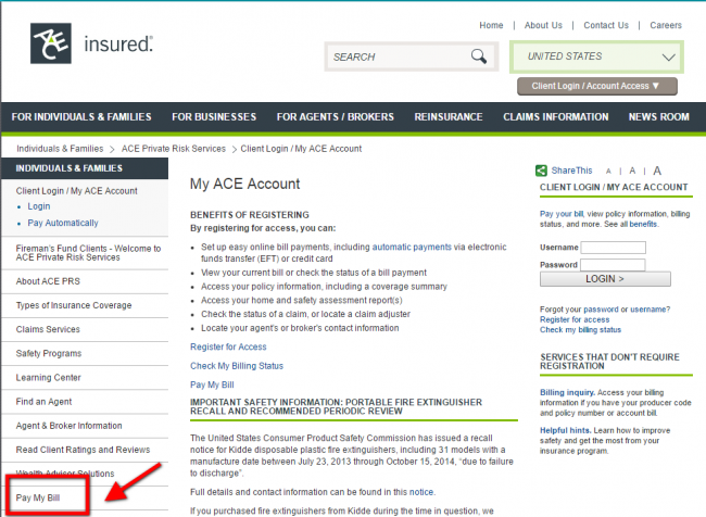 ace auto insurance payment - step 2
