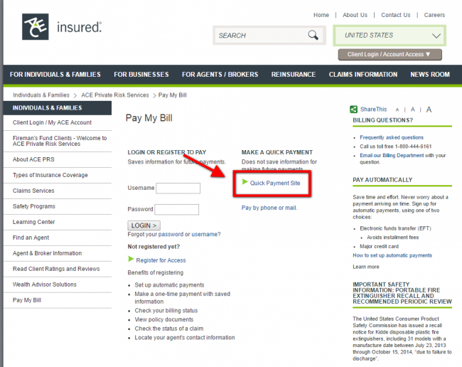ace auto insurance payment - step 3