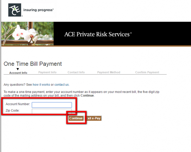 ace home insurance payment - step 4