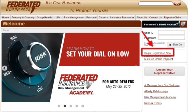 federated auto insurance enroll - step 1