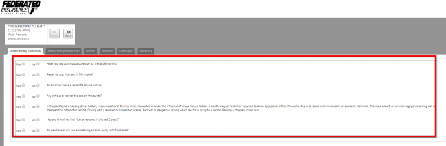 federated auto insurance quote - step 4