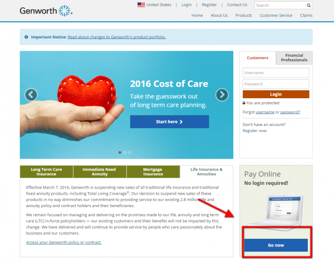 genworth life insurance payment - step 2