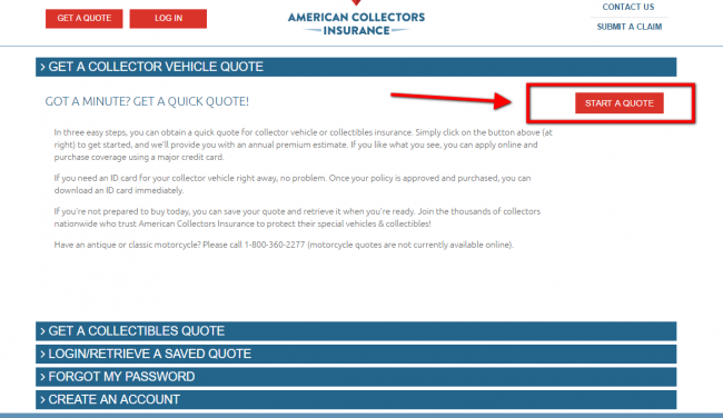 american collectors insurance quote - step 3