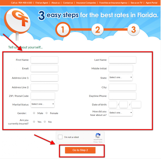 greatflorida boat insurance quote - step 2