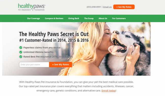 healthy paws pet insurance login - step 1