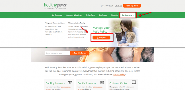 healthy paws pet insurance login - step 2