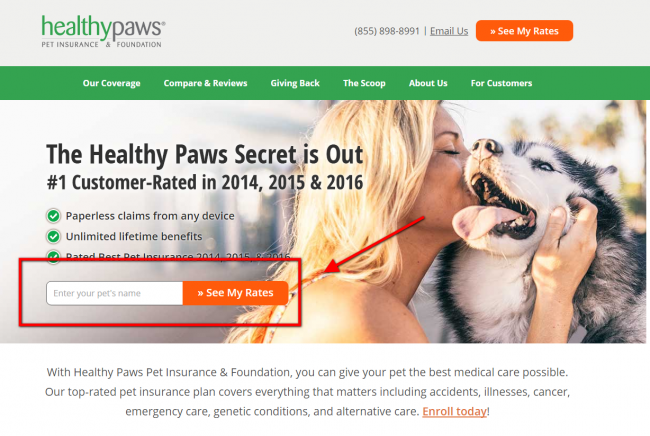 healthy paws pet insurance quote - step 1