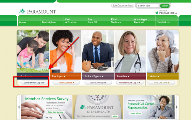 paramount healthcare insurance login - step 2
