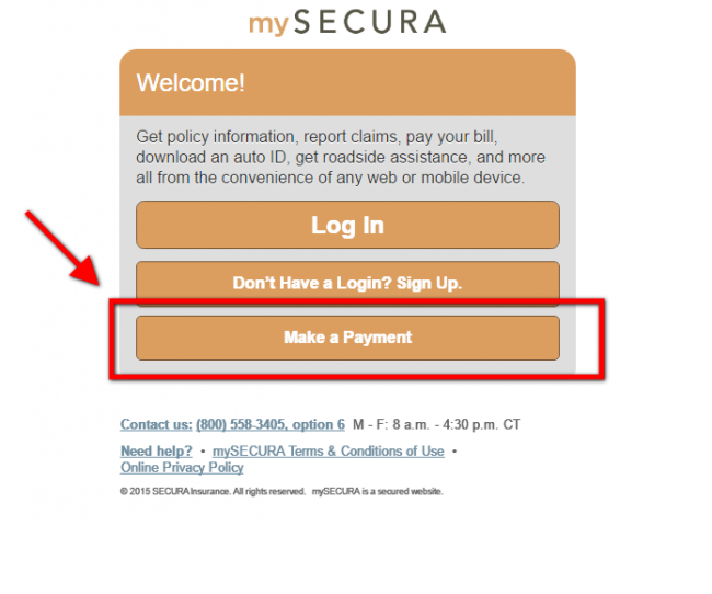secura home and auto insurance non-login payment - step 2